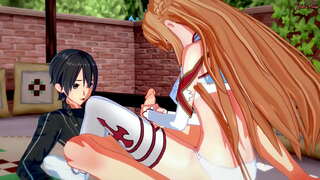 Kirito mahazo blowjob avy Asuna, dia fucks azy mafy teo am-pandriana.